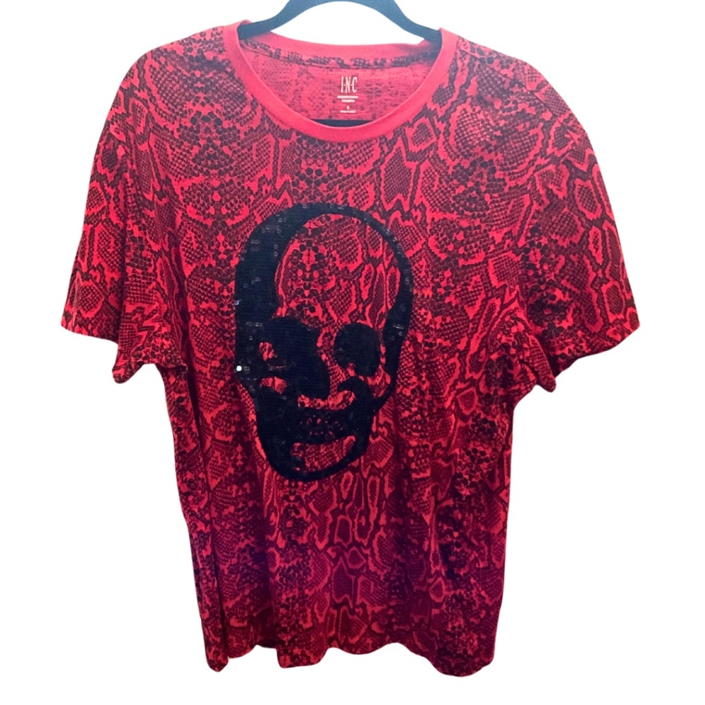 I.N.C Sequin Skull Tee